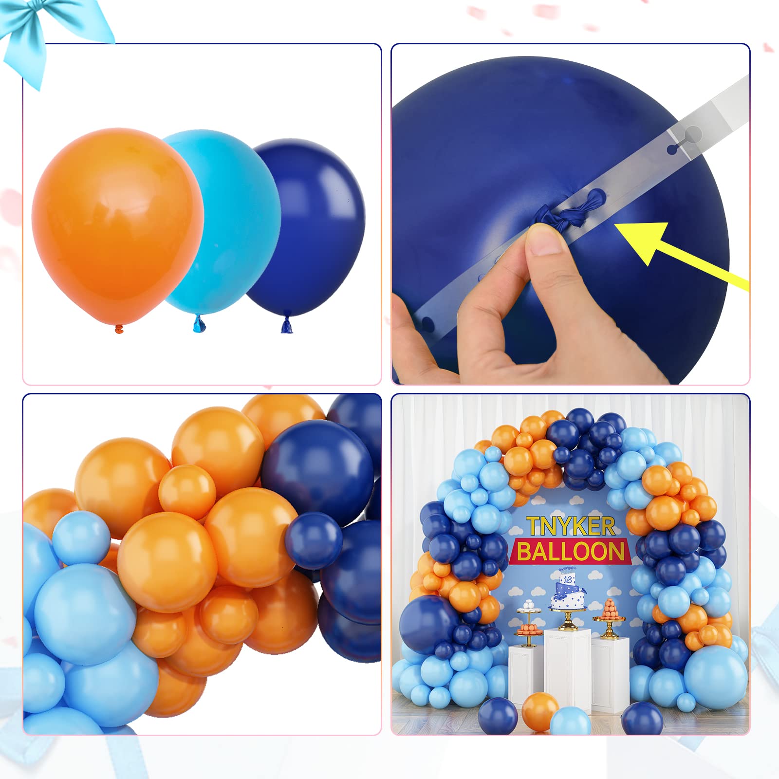 Blue and Orange Balloon Arch Kit, 112pcs Navy Blue and Orange Balloon Garland Kit, Light Blue and Orange Party Balloons for Boys Basketball Birthday Graduation Space Themed Party Decorations