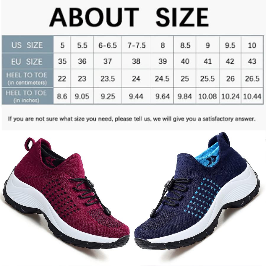 Womens Walking Shoe-Sock Sneakers Slip on Nursing Orthotic Heel Pain Relief Wedge Mesh Platform Air Cushion Buffer Nurse Shoe (Purple,10,Women,10)