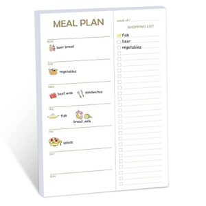 meal planner magnetic for refrigerator, 7 x 10” weekly meal planning notepad and grocery list , menu magnet fridge , 52 tear off sheets
