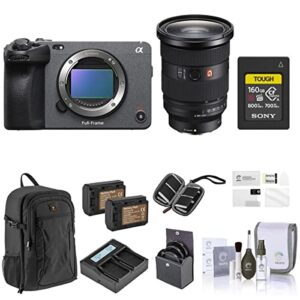 sony fx3 full-frame cinema line camera with fe 24-70mm f/2.8 gm ii lens bundle, 160gb card, backpack, screen protector, filter kit, 2 batteries, dual charger, card wallet, for digital video (13 items)