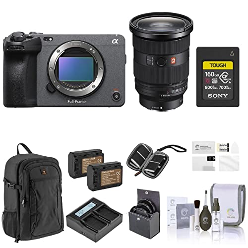 Sony FX3 Full-Frame Cinema Line Camera with FE 24-70mm f/2.8 GM II Lens Bundle, 160GB Card, Backpack, Screen Protector, Filter Kit, 2 Batteries, Dual Charger, Card Wallet, for Digital Video (13 Items)