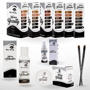 all in beauty henna starter eyebrow coloring kit, eyebrows henna bundle for brow coloring, vegan, made from natural and harmless ingredients, tint your brows, long lasting and waterproof