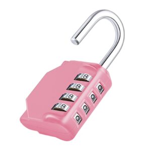 zhege combination lock, 4 digit combination padlock outdoor, school lock, gym lock (pink)
