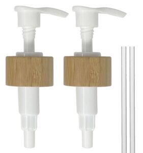 plastic bamboo wood treatment soap and lotion pump (pack of 2) (white, 28/400)