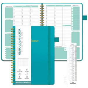 weekly schedule planner undated with year weekly monthly, hourly appointment book academic planner, 53 weeks,12 month journal notebook productivity with twinwire binding flexible cover for school
