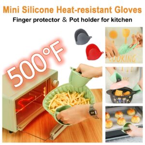 Air Fryer Silicone Liners - 8.6inch Reusable Silicone Air Fryer Liners,With Heat-resistant Gloves,Baking Food Safe For 3.5-7QT Air Fryer Basket,Easy Clean-up(Red)