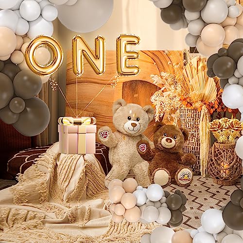 PERPAOL 151pcs Brown Balloons Garland Arch Kit Neutral Boho Tan Coffee Nude White Balloon for Teddy Bear Shower Wild Jungle Safari Woodland Party Birthday Decorations…