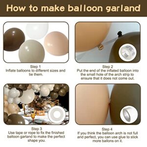 PERPAOL 151pcs Brown Balloons Garland Arch Kit Neutral Boho Tan Coffee Nude White Balloon for Teddy Bear Shower Wild Jungle Safari Woodland Party Birthday Decorations…