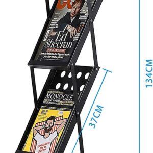 ARNOTEKS Foldable Brochure Display Stand Magazine Catalog Literature Rack Portable 4 Pockets with Carrying Bag，Stable Not Easy to Deform for Exhibitions Trade Show and Office Retail Store（Black）