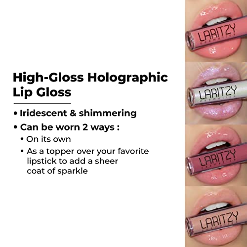 LARITZY COSMETICS Holographic Lip Gloss – Hydrating Non-Sticky Topcoat – 3.1 g (0.1 oz) (Curve)