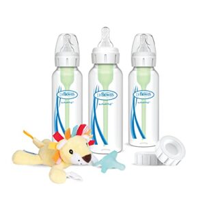 dr. brown's natural flow® anti-colic options+™ narrow 8oz/250ml baby bottle + lovey gift set with level 1 slow flow nipples