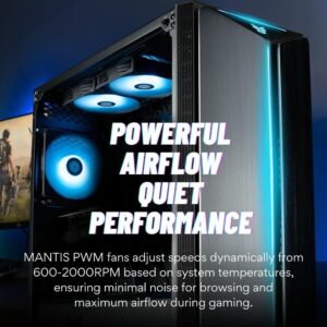 Mantis V2 Gaming Desktop PC - NVIDIA GeForce RTX 4070 Super, AMD Ryzen 7 5700X Processor, 32GB DDR4 RAM, 1TB NVMe Gen4 SSD + 2TB HDD, WiFi + BT, Windows 11 Home - RGB Gamer Computer Tower