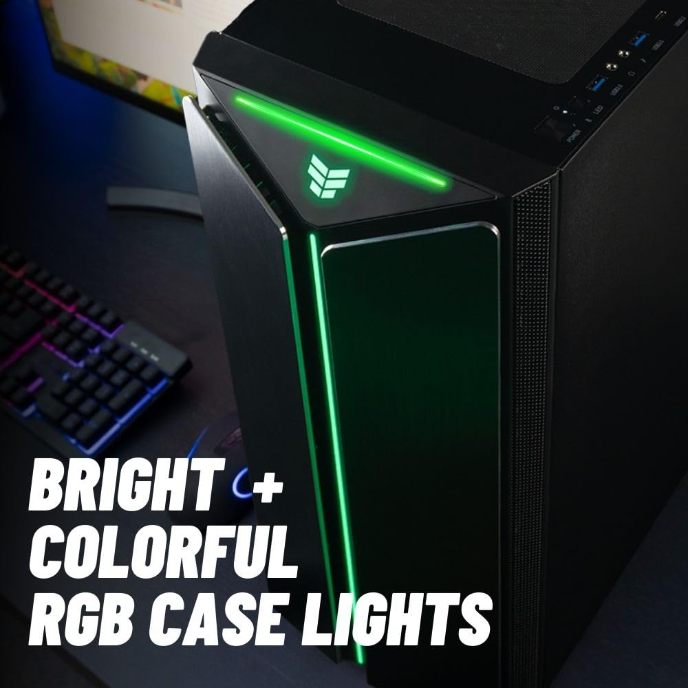 Mantis V2 Gaming Desktop PC - NVIDIA GeForce RTX 4070 Super, AMD Ryzen 7 5700X Processor, 32GB DDR4 RAM, 1TB NVMe Gen4 SSD + 2TB HDD, WiFi + BT, Windows 11 Home - RGB Gamer Computer Tower