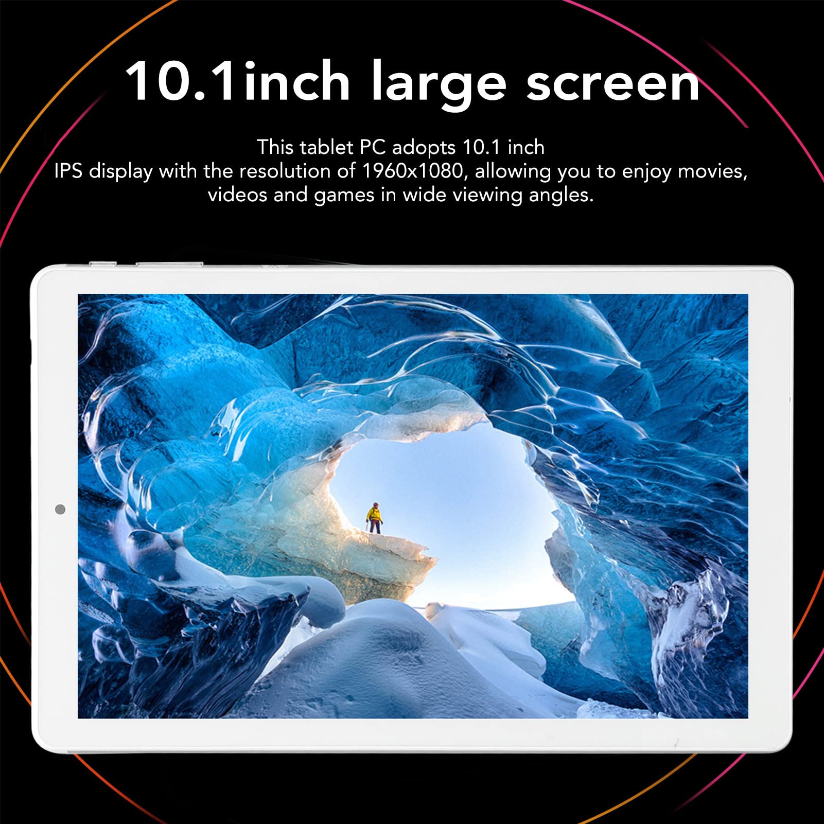 Tablet 10.1Inch, Android Tablet with Dual Camera, 5G WiFi Tablet 13MP Camera 8800mAh Tablet Octa Core 2.5Ghz CPU, 6GB RAM 128GB ROM Tablet for Home Office, Silver (US Plug)