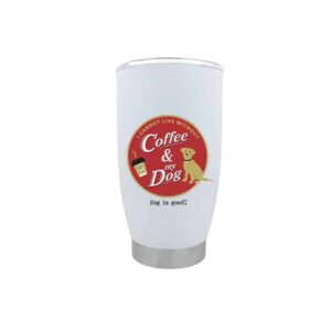 dog is good dog lover wine tumbler - double wall insulated 12oz travel mug, stainless steel, on-the-go mug for hot or cold beverages, perfect for work, travel, camping, tailgating