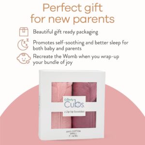 Comfy Cubs Swaddle Blanket Baby Girl Boy Easy Zipper Wrap 2 Pack Newborn Infant Sleep Sack (Small 0-3 Months, Blush, Mauve)