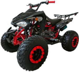 hhh 200cc sports quad atv with led headlights automatic transmission with reverse, big 23"/22" tires! (red, factory package)
