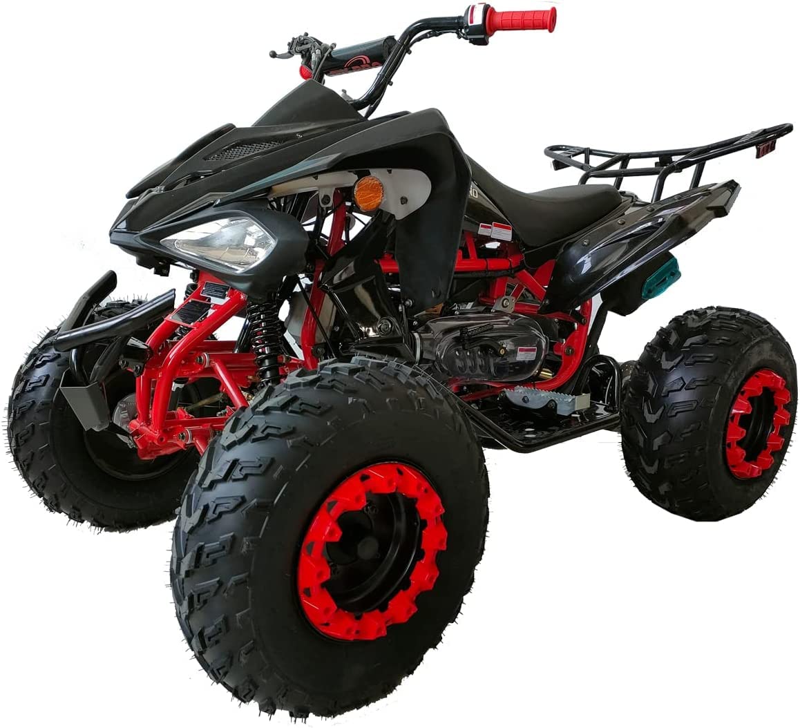 HHH 200cc Sports Quad ATV with LED Headlights Automatic Transmission with Reverse, Big 23"/22" Tires! (Red, Factory Package)