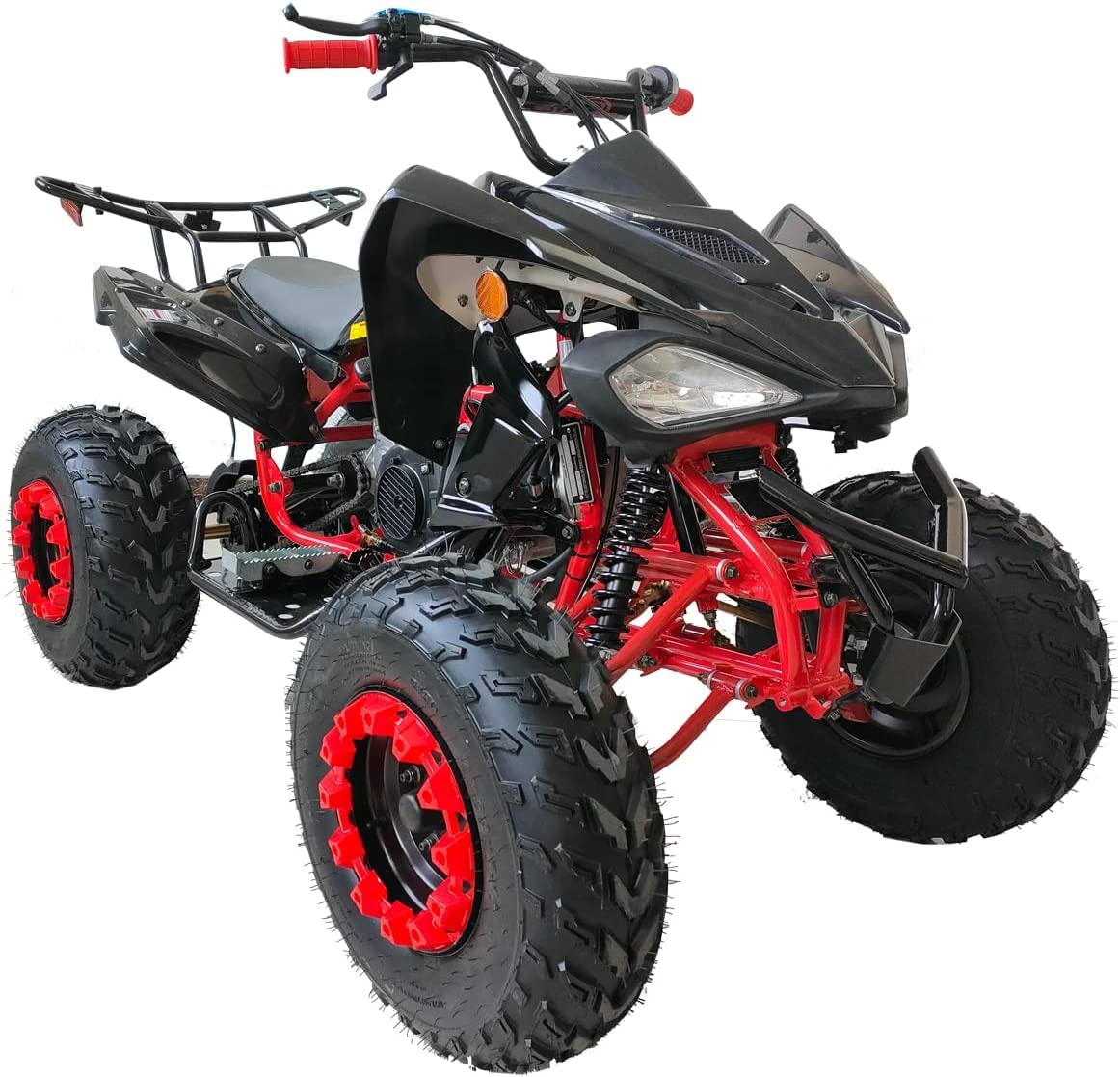 HHH 200cc Sports Quad ATV with LED Headlights Automatic Transmission with Reverse, Big 23"/22" Tires! (Red, Factory Package)