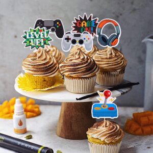 36 PCS Video Game Cupcake Toppers Assembled Game On Controllers Cupcake Picks GamePad Cake Decorations for Game Theme Baby Shower Kids Boys Girls Birthday Anniversary Party Decorations Supplies