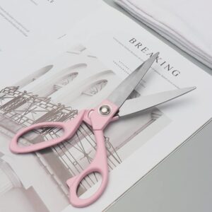 Pink Fabric Scissors 8 Inch Candy Colored Sewing Scissors Premium Craft Tailor Shears Heavy Duty Scissor Stainless Steel Professional Dressmaker Shears Home Office Metallic Scissors for Women(Pink)