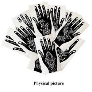 QSTOHENA 14 Sheets Henna Tattoo Stencils Kit for Hand Body Art, Indian Arabian Temporary Tattoo Template Mehndi Stencil Stickers