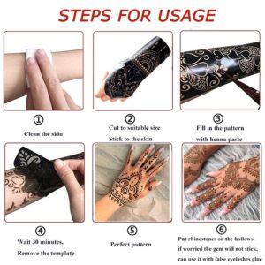 QSTOHENA 14 Sheets Henna Tattoo Stencils Kit for Hand Body Art, Indian Arabian Temporary Tattoo Template Mehndi Stencil Stickers