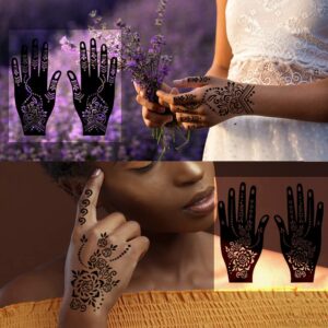 QSTOHENA 14 Sheets Henna Tattoo Stencils Kit for Hand Body Art, Indian Arabian Temporary Tattoo Template Mehndi Stencil Stickers