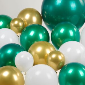 Emerald Green and Gold Balloon Garland Arch Kit 123pcs Double Stuffed Chrome Teal Green Starburst Balloon for luxury Emerald Gold wedding Birthday anniversary graduations Prom Decorations