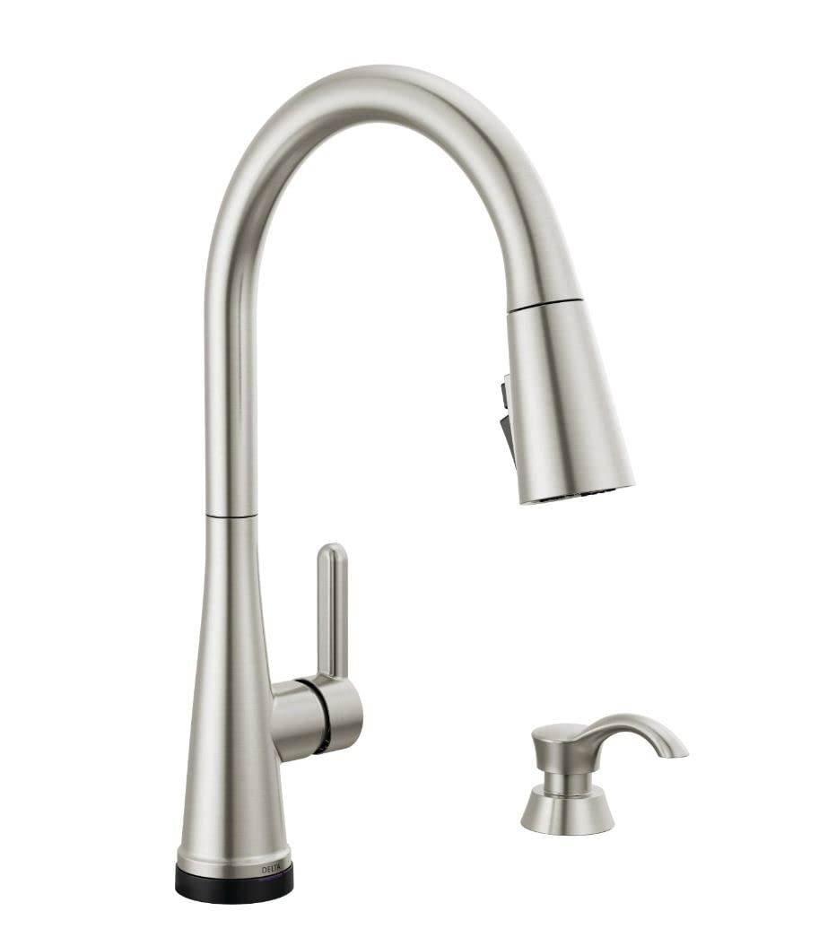 Delta 19826TZ-SPSD-DST Greydon Touch2O Single Handle Pull Down Sprayer Kitchen Faucet with ShieldSpray Technology in SpotShield Stainless Steel (Soap Dispenser and Deck Plate Included)