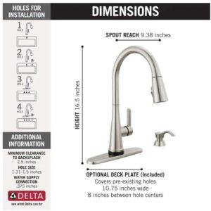 Delta 19826TZ-SPSD-DST Greydon Touch2O Single Handle Pull Down Sprayer Kitchen Faucet with ShieldSpray Technology in SpotShield Stainless Steel (Soap Dispenser and Deck Plate Included)