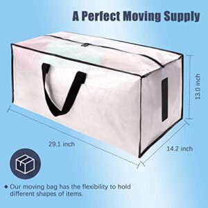 HOMESURE 8 Pack Large Strong Moving Bags with Zippers & Carrying Handles - Water-Resistant - Heavy Duty Storage Tote for Space Saving, Fold Flat, Alternative to Moving Box (Semi-Transparent)