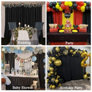 8 Panels Black Backdrop Curtain for Parties Wrinkle Free Black Photo Curtains Backdrop Drapes Fabric Decoration for Birthday Party Wedding 40ft(W) x 10ft(H)