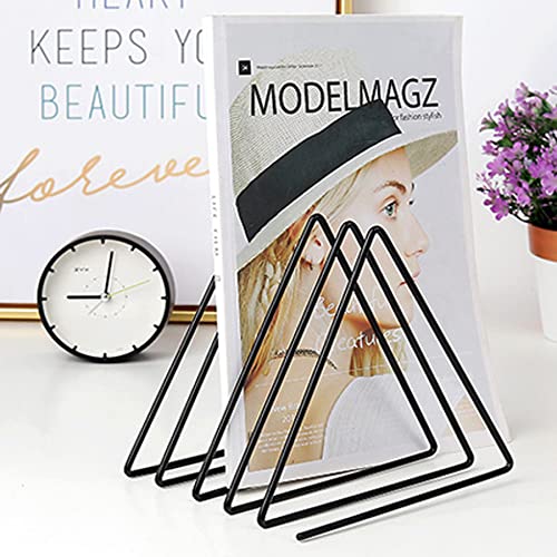 Mantouxixi 2Pcs Book Holder File Holder Stand Magazine Rack File Organizer, Metal Wire Desktop Book Organizer Bookshelf Rack,Adjustable Triangle Display Rack for Decoration Home Office- 4 Slots Black