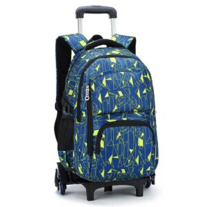 vilinkou rolling backpack school bag high-capacity backpack for girl and boy rolling trolley bags six wheels climbing stairs (yellow box)