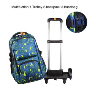 VILINKOU Rolling Backpack School Bag High-Capacity Backpack for Girl and Boy Rolling Trolley Bags Six Wheels Climbing Stairs (Yellow Box)