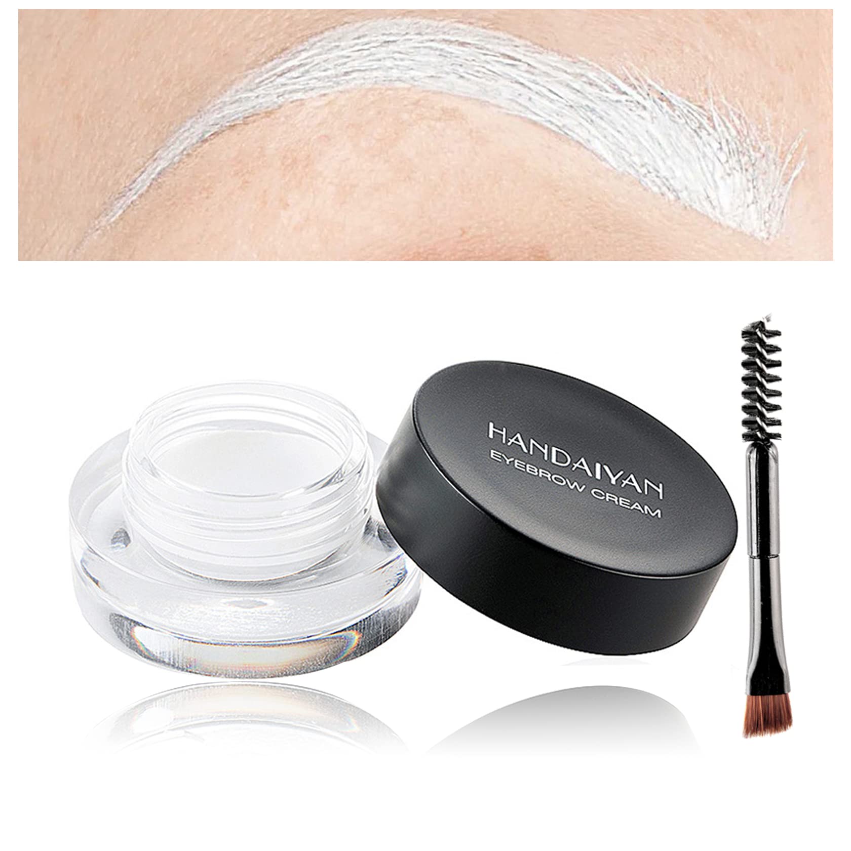 Eyebrow Pomade Cream,Brow Pomade Gel Naturally Long Lasting Waterproof,Delicate and Smooth Eye Brow Makeup Cosmetics with Eyebrow Brush - White