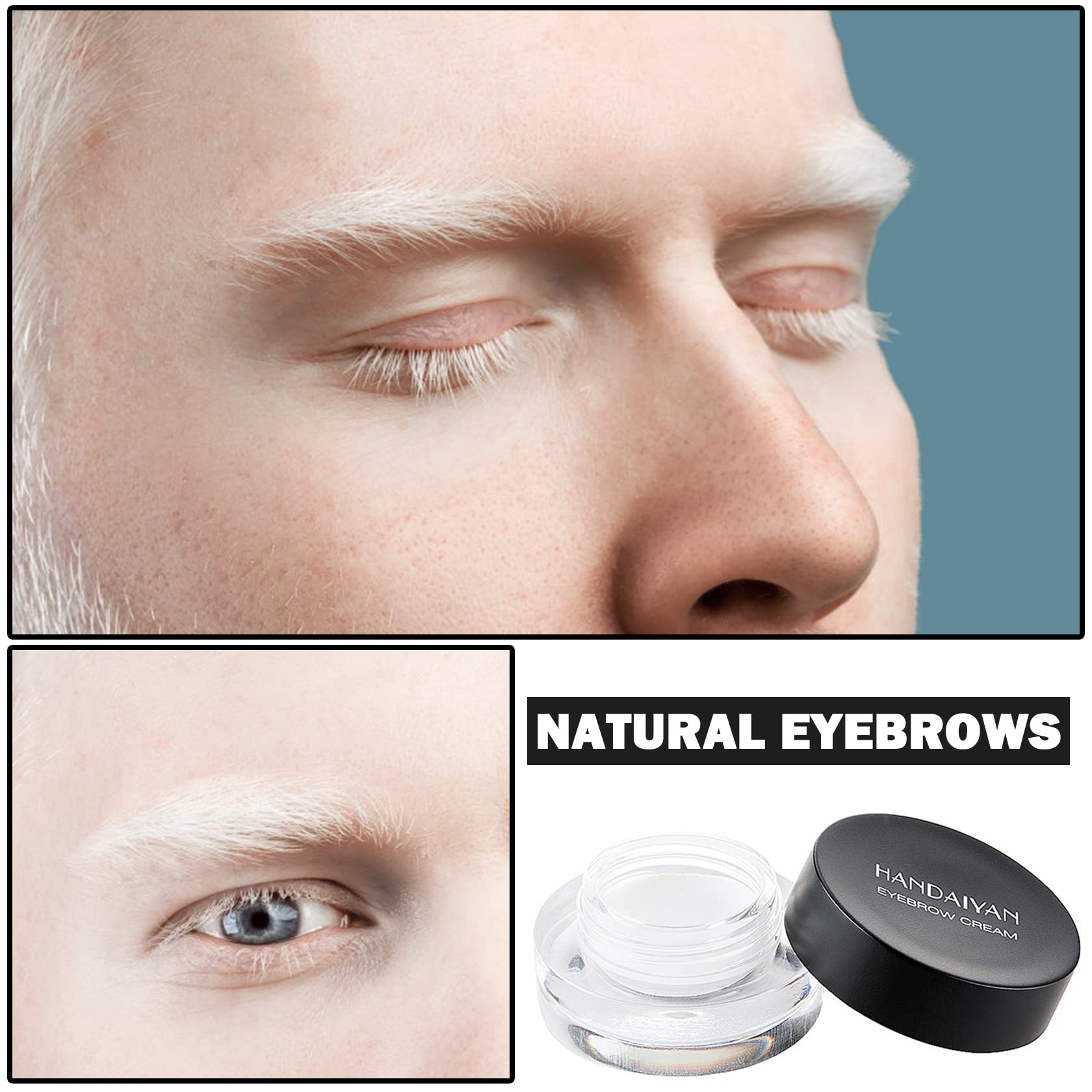 Eyebrow Pomade Cream,Brow Pomade Gel Naturally Long Lasting Waterproof,Delicate and Smooth Eye Brow Makeup Cosmetics with Eyebrow Brush - White