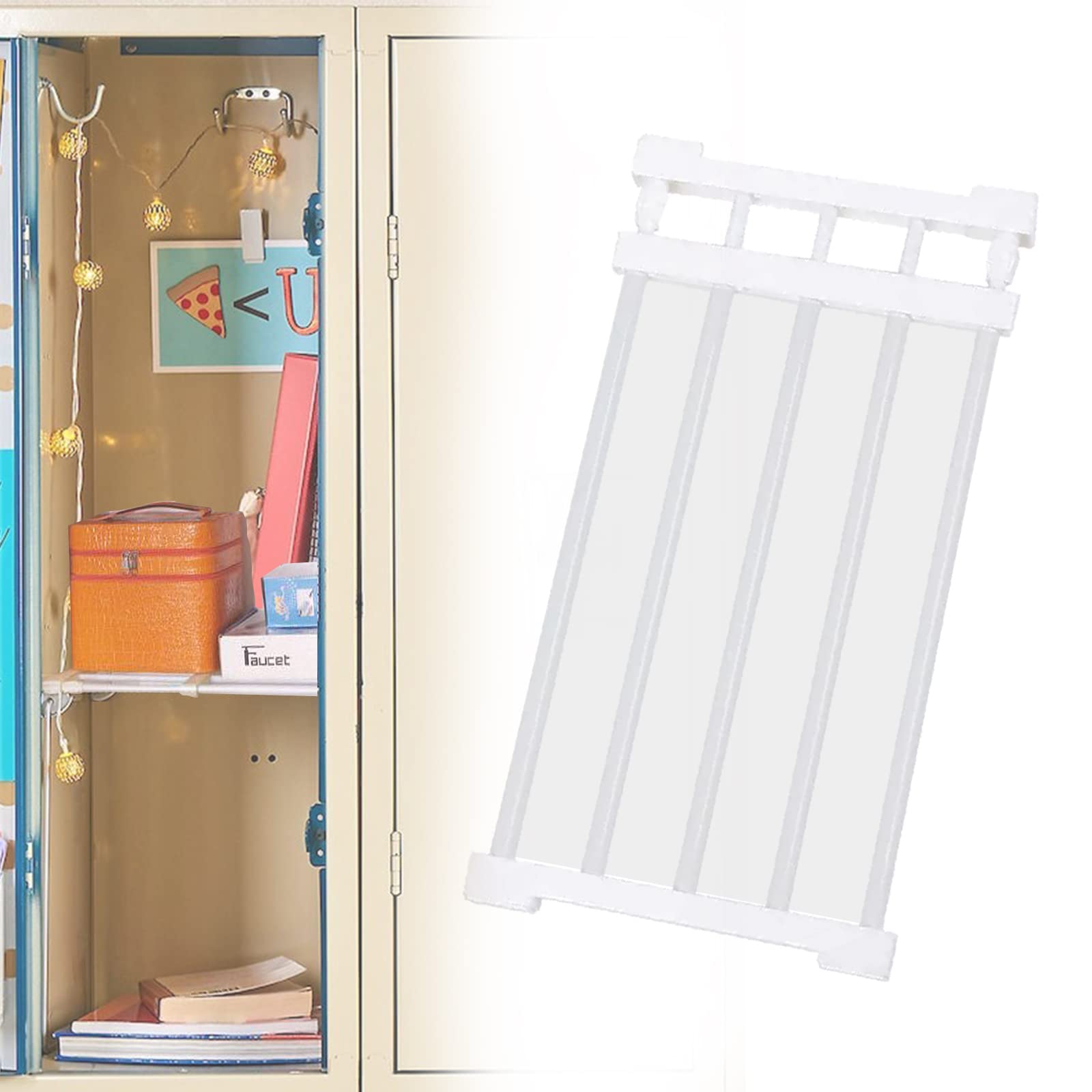 BEMAXYE School Locker Shelf Organizer - Adjustable Separator Shelves Tension Storage Rack for Students, Office Workers, Fits Lockers from 11.8" to 15.7" W (9.4" wide)