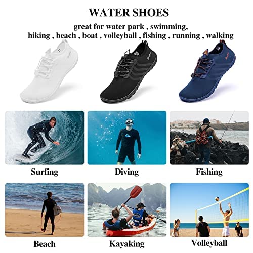 Racqua Men&Women Quick-Dry Water Shoes Beach Pool Swim Shoes Breathable Aqua Socks for Hiking Surf Diving Sport Blue/Orange 11W/10M