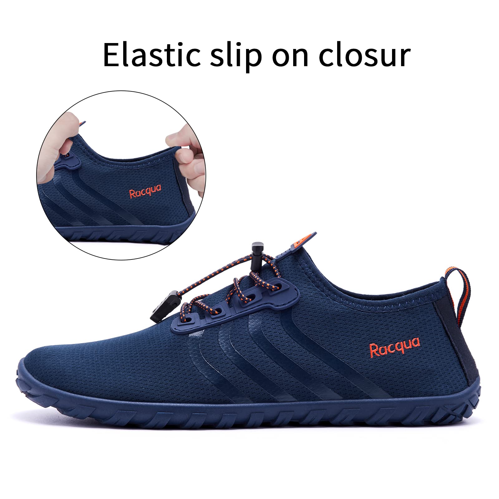 Racqua Men&Women Quick-Dry Water Shoes Beach Pool Swim Shoes Breathable Aqua Socks for Hiking Surf Diving Sport Blue/Orange 11W/10M