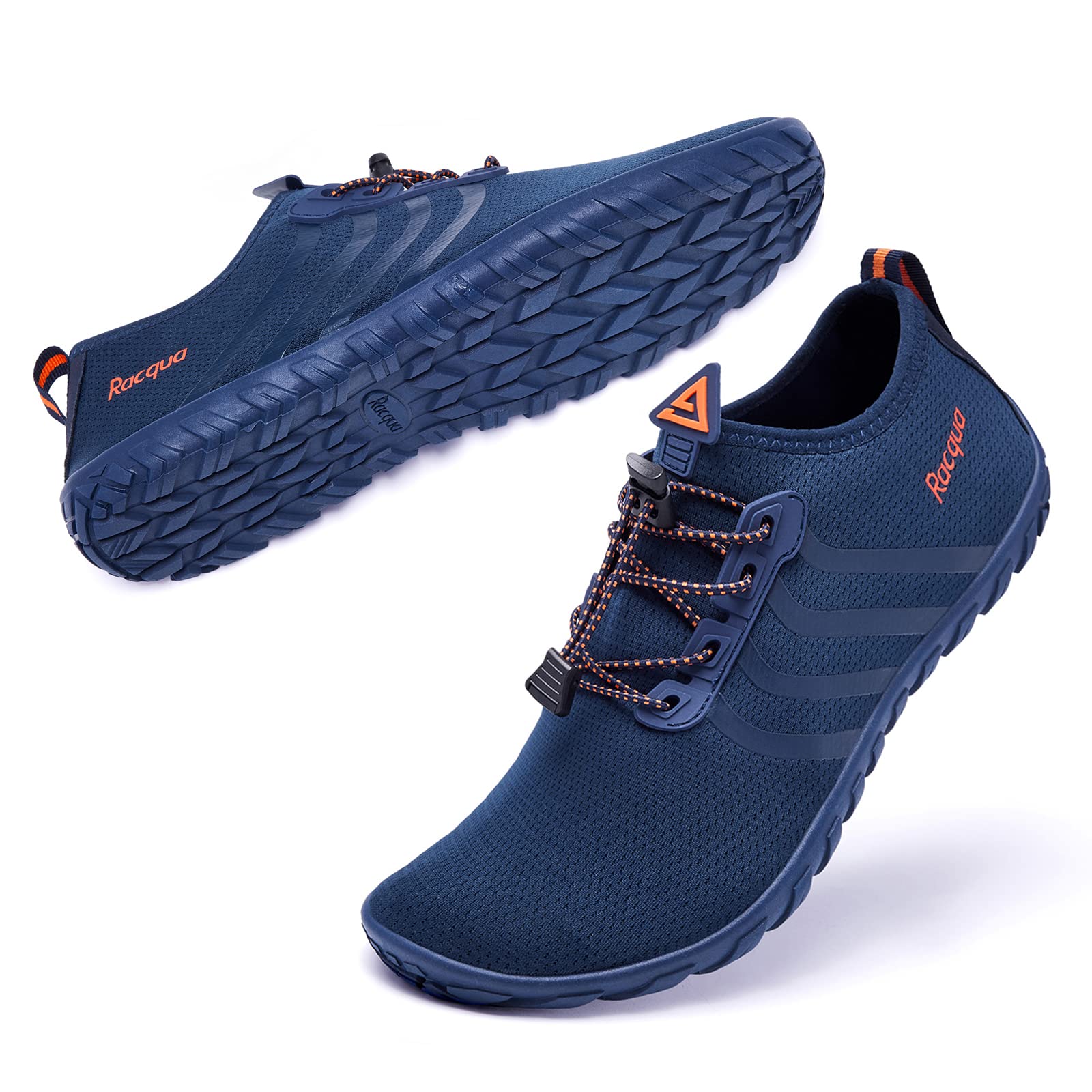 Racqua Men&Women Quick-Dry Water Shoes Beach Pool Swim Shoes Breathable Aqua Socks for Hiking Surf Diving Sport Blue/Orange 11W/10M