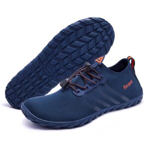 Racqua Men&Women Quick-Dry Water Shoes Beach Pool Swim Shoes Breathable Aqua Socks for Hiking Surf Diving Sport Blue/Orange 11W/10M