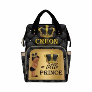 interestprint custom name diaper bag customized little prince black gold backpack personalized laptop backpack with name nursing bags fashion shoulders bag casual daypack travel bag for women
