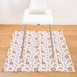 Baby Splat Mat for Under High Chair - Waterproof and Washable Eating Mat for Toddlers&Kids, Portable Play Mat and Table Cloth 43 inch (Animal)