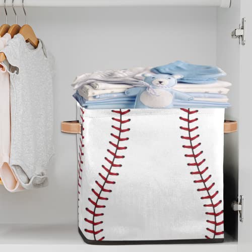 DJYQBFA Storage Basket Ball Baseball Collapsible Storage Bin with Handles Large Canvas Storage Cubes Toy Basket for Shelves Closet Nursery Cabinet Living Room Organizer 13x13x13