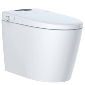 leivi smart toilet with built-in bidet seat, tankless toilet with auto lid opening, closing and flushing, heated seat, digital display, remote control, elongated