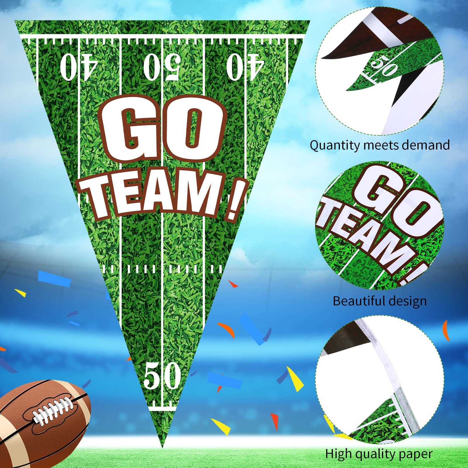 5 Pieces Football Pennant Banner Football Triangle Flags Banner Decoration Game Day Pennant Bunting Banner Football Theme Party Supplies for Sports Clubs Party Celebration Decoration