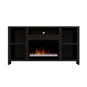 bridgevine home urban loft fireplace tv stand, 62 inches, accommodates tvs up to 70 inches, fully assembled, poplar solid wood, mocha finish