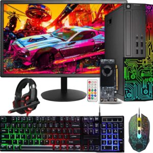 Dell Gaming OptiPlex Desktop RGB Computer PC, Intel Core i5, AMD RX 550 4GB GDDR5, 16GB RAM, 512GB SSD, 24 Inch HDMI Monitor, RGB Keyboard Mouse and Headset, WiFi, Windows 10 Pro (Renewed)